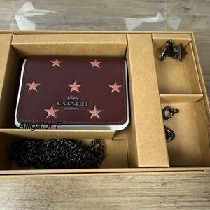 Coach Boxed Mini Wallet On A Chain With Star Print Charms